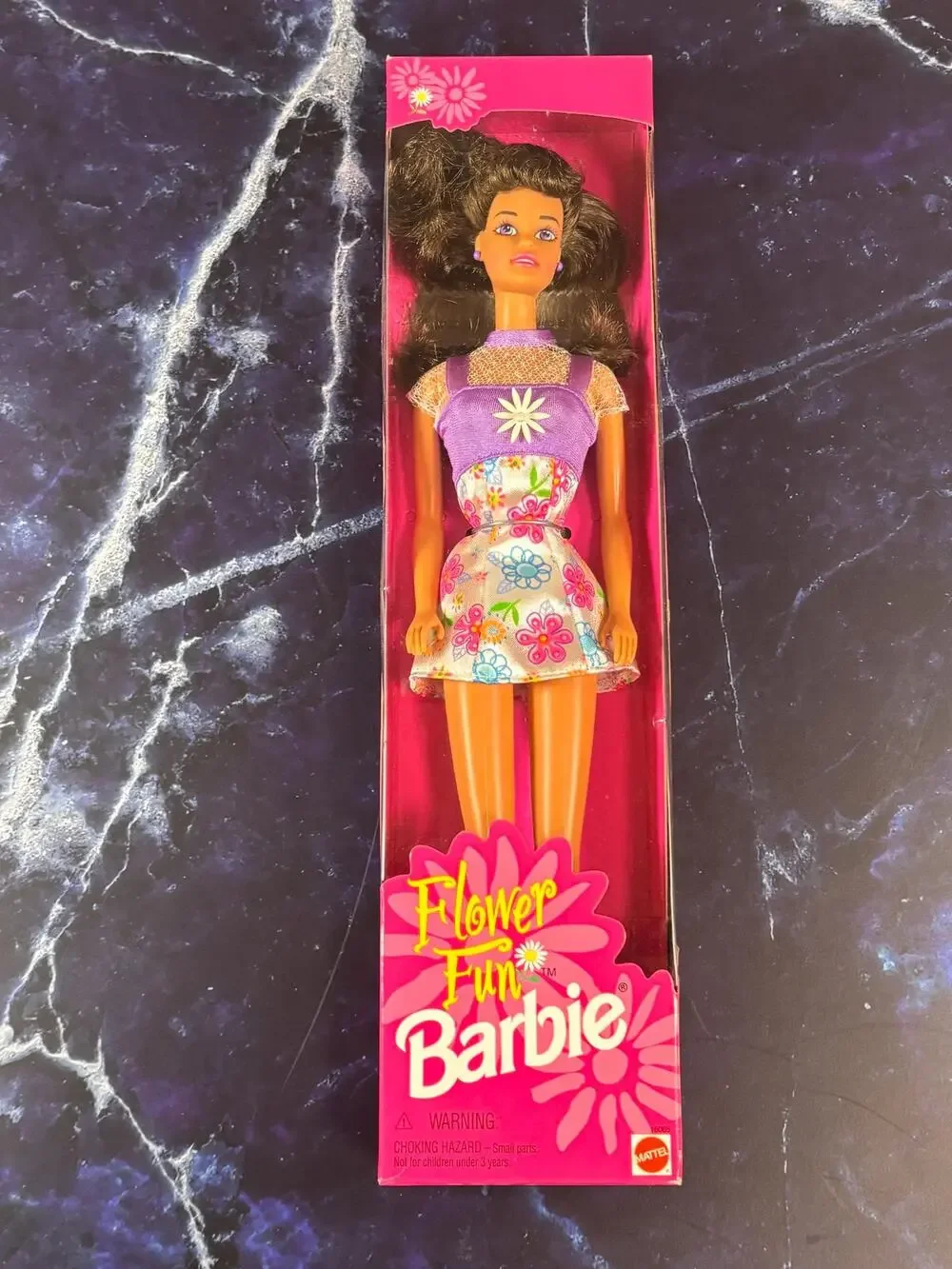 Vintage 1996 Flower Fun Barbie Brunette Doll Purple Mattel #16065 New Teresa